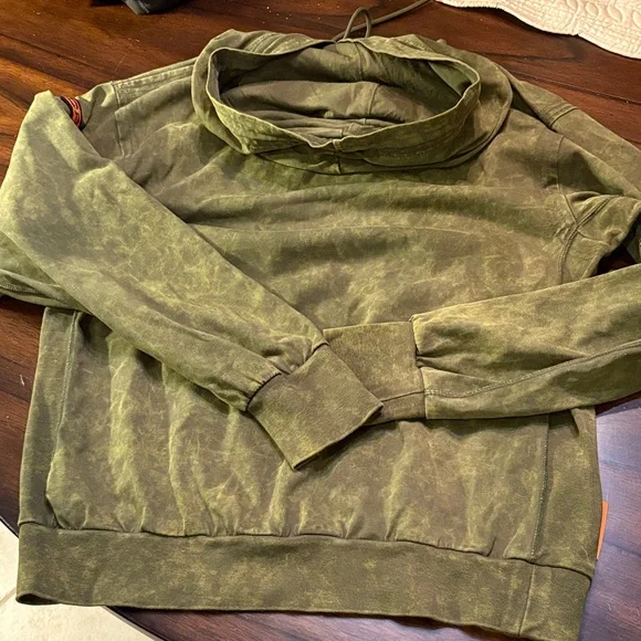 Men Nike Force Olive tiedye classic pull tie long sleeve basketball theme Hoodie - Picture 3 of 10